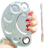 Makeup Palette Stainless Steel Cosmetic Palette 6-well with Spatula Tool for Nail Art Eye Shadow Mixing Foundation Painting Artist Mini Mixing Metal Palette Silver 4.9x3.3inch