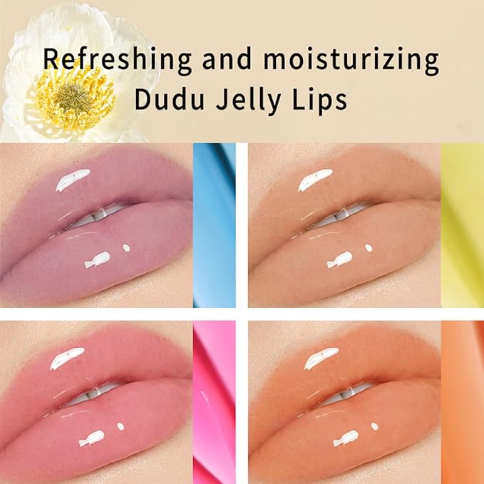 4 Colors Hydrating Jelly Lip Balm,Instantly Hydrate Lips Tinted Moisturizing Lip Balm For Dry Lips,Conditioning & Nourishing Lip Care Lip Moisturizer Fruit Lip Oil Jelly Lipstick (Green apple)