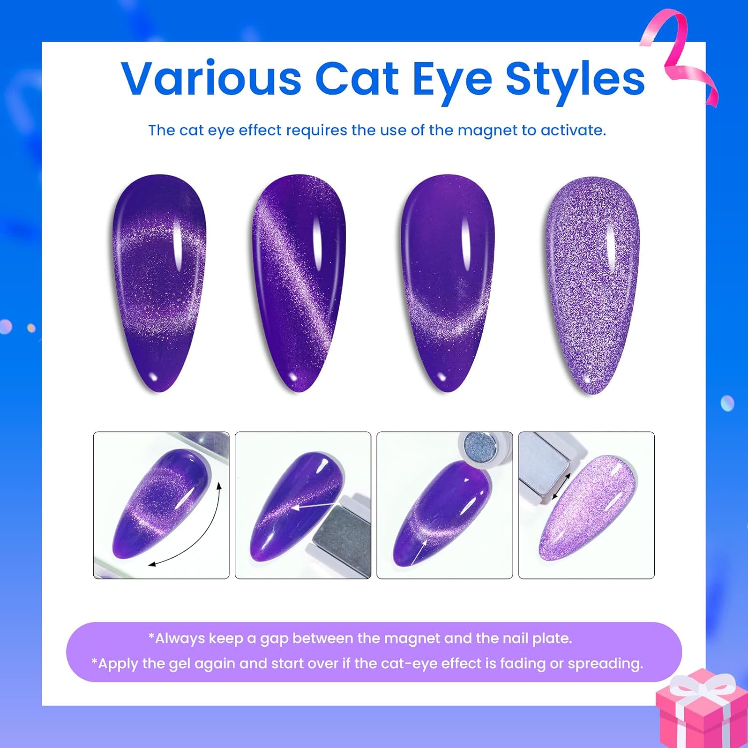 Beetles Cat Eye Gel Nail Polish Set - 20 Colors Nude Pink Green Blue Purple Brown Black Cat Eye Nail Polish Kit with Magnet Base Coat Glossy Matte Top Coat Soak Off UV Salon DIY Gift for Women