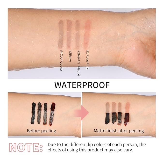 Peel Off Lip Liner Stain - Long-Lasting, Smudge-Proof, Waterproof Nude Matte Lip Tint, Non-Fading Peel Off Lip Color, Effortless Precision & Full Coverage, Vegan & Cruelty-Free, #3 Brow