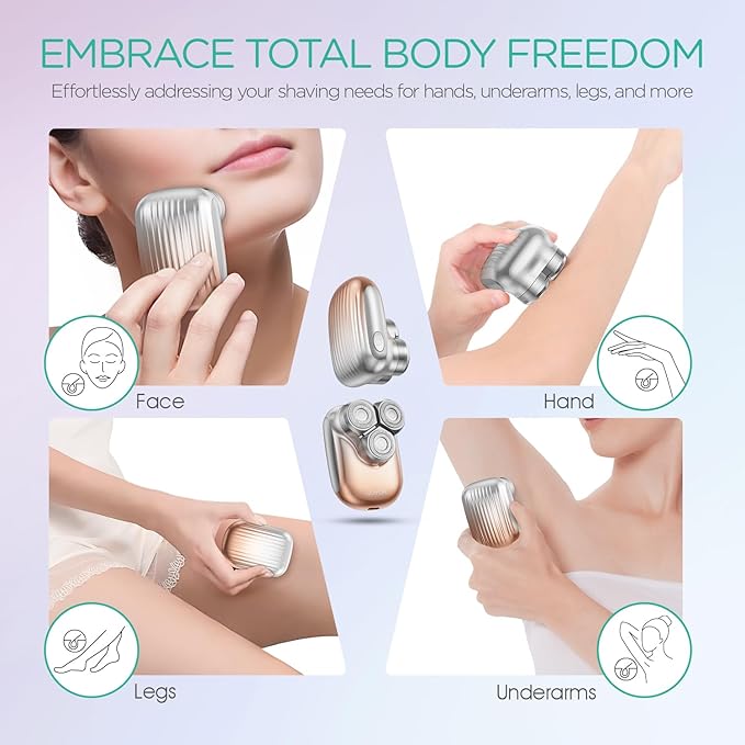 VOYOR Electric Razors for Women 3D Floating Blade Shaver for Women, Electric Shaver for Legs Bikini and Body Facial Hair Remover Women's Shavers Waterproof Women's Grooming ES310 (Gold)