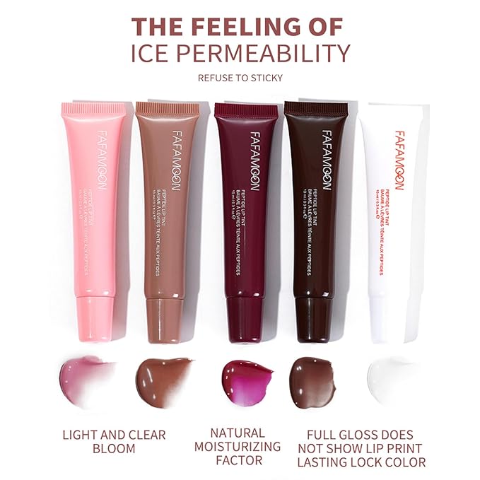 5Pcs Hydrating Lip Gloss Set: Long-lasting, Non-sticky Shiny Jelly Lip Gloss with Glitter Plumping Effect in Nude Shades for a High-shine, Glass-like Finish, 0.3 fl oz Each