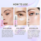 5% Caffeine Eye Cream Eye Serum Kit for Dark Circles Under Eye Treatment For Puffiness Bags And Wrinkles Eye Cream Anti Aging Eye Serum & Eye Roller 2 Fl Oz