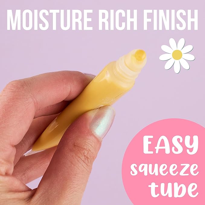 EXPRESSIONS 8pc Lip Gloss Set - Flavored Squeeze Tube Lip Glosses Value Pack, Daisy Lip Gloss in Assorted Fruity Flavors