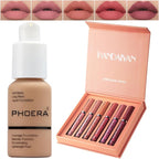 PHOERA Foundation,6 Pcs Matte Liquid Lipstick