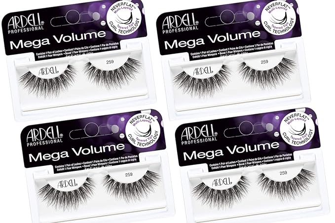 Ardell Mega Volume Lash 259 Multi-Layered False Lashes with Curl Technology, 4 pairs
