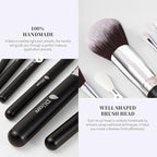 DUcare Makeup Brushes with Bag,15Pcs Makeup Brush Set Christmas Gift Travel Kabuki Foundation Blending Blush Eyeliner Shadow Brow Concealer Brushes Kit Black