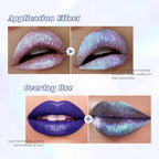 Blue Glitter Lip Gloss Liquid Lipstick, Diamond Shimmer Metallic Sparkly Iridescent Chameleon Lip Gloss Gift for Women, Long Lasting Waterproof Highly Pigment Glimmer Holographic Lip Makeup07