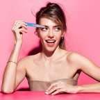 Chumia 2 Pcs Electric Eyebrow Trimmer Women Precision Face Razors Mini Shaver with Comb Christmas Women Gift Battery Operated Personal Epilator for Face Neck Fuzz Lips Leg(Red, Blue)