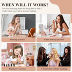 Practice Makeup Face, Face Painting Mannequin Head with Stand, 5D Reusable Silicone Makeup Face Practice, Mannequin Head for Makeup with Makeup Kit, Practice Face for Makeup Artist & Beginner, Pink