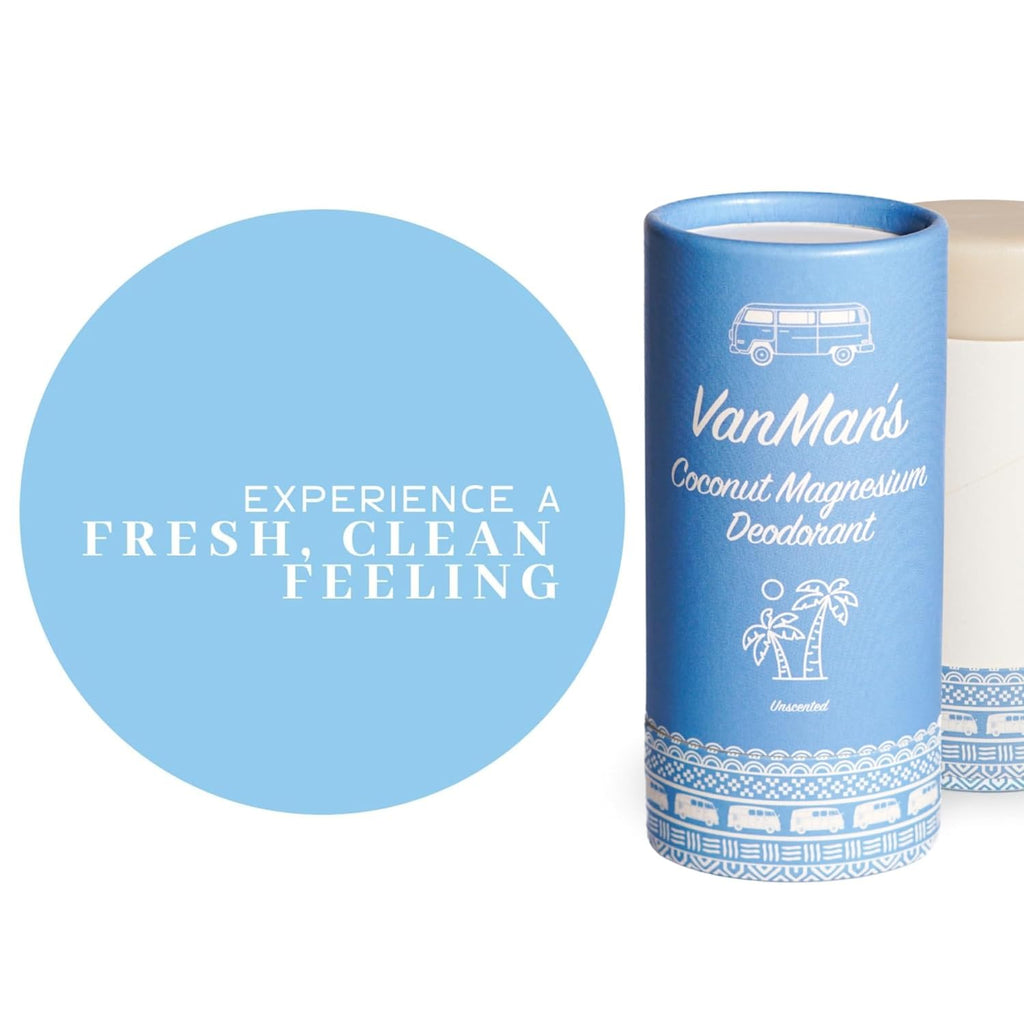VanMan Coconut & Magnesium Deodorant Stick - Natural Aluminum Free Deodorant for Women & Men - Effective Odor Control for Delicate Skin - With Tallow, Shea Butter & Coconut Oil - 2 Fl Oz Unscented