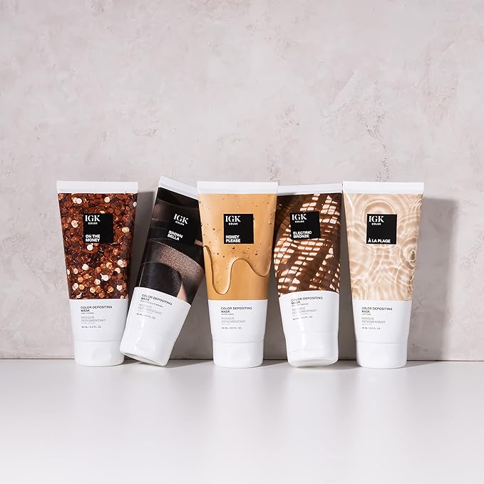 IGK Hair Color Depositing Toner & Conditioning Hair Mask | Bronze Semi-Permanent | Vegan + Cruelty Free | Electric Bronze