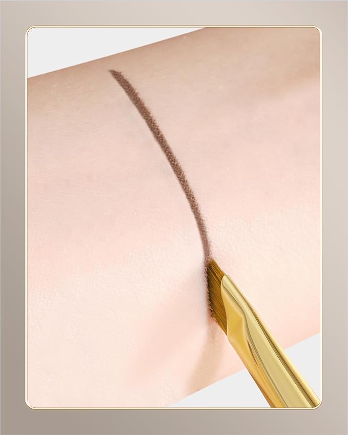 Desert Oak Series Angled Eyeliner Brush - Ultra-Fine Nylon Bristles for Razor-Sharp Gel/Liquid/Powder Lines, Anti-Smudge Design, Ebana Handle & Brass Ferrule (CM 180)