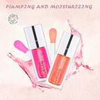 2PCS Lip Oil Set, Hydrating Lip Glow Oil Lip Plumper Gloss, Tinted Lip Oils Transparent Long Lasting Non-sticky Lip Gloss, Plumping Lip Gloss Lip Care Kit (Raspberry & Pink)