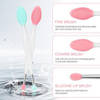 Unaone Lip Scrub Brush - 2 PCS Dual-ended Lip Scrubber Exfoliator and Silicone Lip Brush, 3-in-1 Silicone Lip Scrub Tool Lip Mask Applicator, Gentle Exfoliator & Applicator for Soft