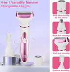 Upgraded 4 in 1 Electric Razors for Women, Portable Shaver with Digital LED Battery Display, Rechargeable Women Electric Trimmer for Face Arm Body Legs Underarm Bikini