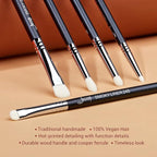 Jessup Eyeshadow Brush Set 7pcs Fluffy Eye Makeup Brushes for Eye Shadow Blending Shader Crease Concealer Black T334