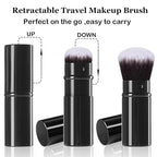 Makeup Brush 2 Pack, Retractable Travel Kabuki Powder Makeup Brush, Foundation Face Blush Brushes for Blending Liquid, Blush, Bronzer, Buffing, Sunscreen,Flawless Cosmetics