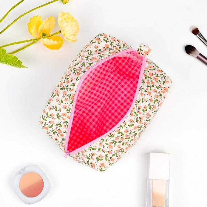 Soidram quilted makeup bag floral