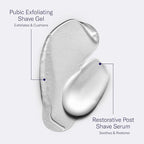 Flamingo Pubic Hair Shaving Skin Care Set, Exfoliating Shaving Gel for Women 5 fl oz with Restorative Post Shave Serum 1.7 fl oz