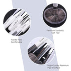 Travel Makeup Brushes Set w/Pouch, 5PCS Double Ended Portable Mini Cosmetic Brushes Kit for Foundation, Eyeshadow, Lip, Blush Make Up Brushes Professional(White)