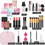 All-in-one Makeup Set Holiday Gift | Full Makeup Kit for Women Essential Starter Bundle Include Eyeshadow Palette Lipstick Blush Cream Concealer Face Powder Eyeliner Mascara Lipgloss Brush