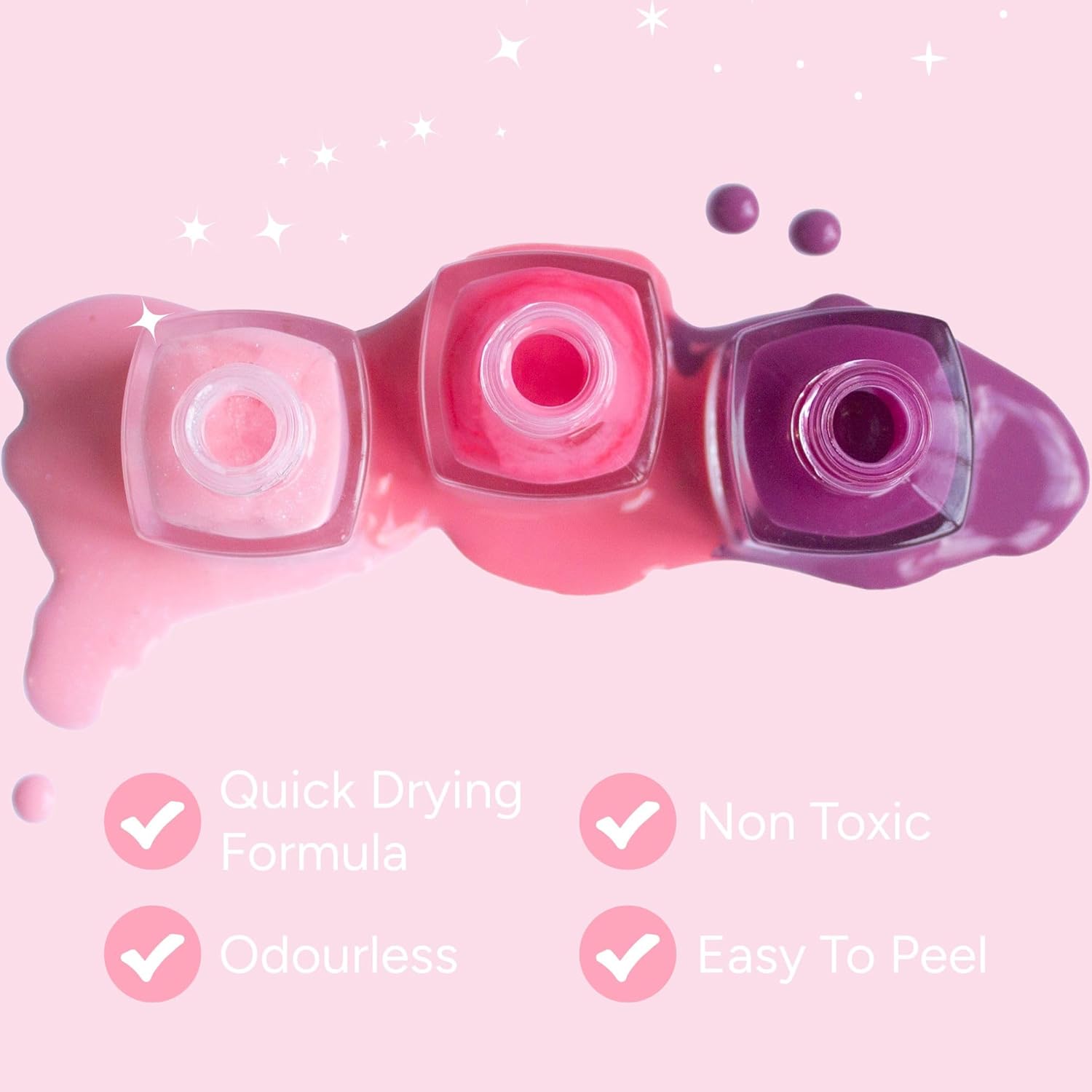 MISS NELLA SWEET LITTLE PACK, Nail Polish Set-Easy Pell off And Water Based Formula, 3 Colors of Nail Glitter set- Cheeky Bunny, Pink A Boo & Little Poppet, Perfect Kids Nail Polish