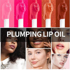 Hydrating Lip Glow Oil, Lip Oil Gloss Transparent Toot Tinted Nourishing Long Lasting Repairing Lightening Lip Lines (PINK) 0.2 OZ