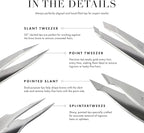 Tweezerman Hollygraphic Micro Mini Slant & Point Tweezer Set - Eyebrow Tweezers for Women and Men