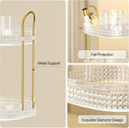 360 Rotating Makeup Organizer 2 Tier, Large Skincare Clear Make Up Storage Spinning Perfume Organizers for Bathroom Counter Dresser, White