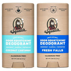 Dr. Squatch Natural Deodorant for Men - Odor-Squatching Aluminum Free - Coconut Castaway & Fresh Falls (2.65 oz, 2-Pack)