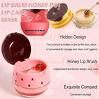 3PCS Bee Lip Balm Honey Pot,Honey Strawberry Watermelon Lip Mask Overnight Moisturizing Lip Balm,Hydrating Prevention Dry & Cracked Nourishing Sleeping Lip Mask (Honey+Strawberry+Watermelon)