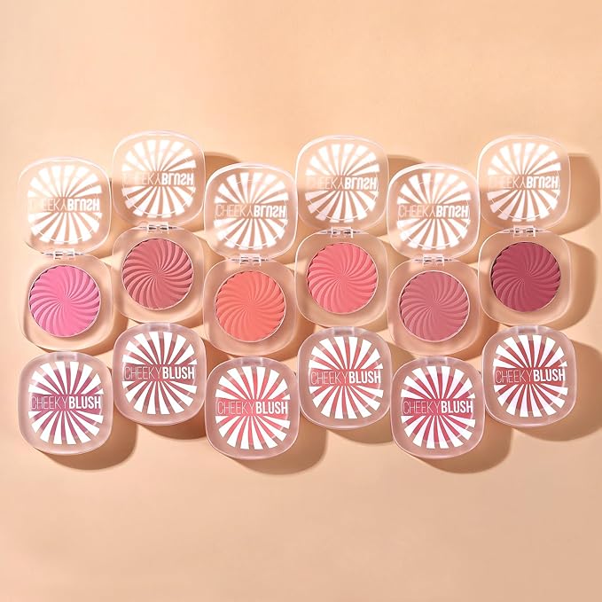 Cheeky Blush Compact for Face Cheeks, Talc Free Blusher Palette, Matte Powder Makeup, Natural Healthy, Mauve Pink Magenta Peach Red, Vegan Cruelty Free