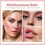 Multi Cream Blush & Blush Brush Set, Korean Makeup Blush for Cheeks, Multi-Use Face Balm, Lightweight & Hydrating, Blendable Color, Non-Greasy, Soft Bristles for Radiant Finish (Pink Sakura)