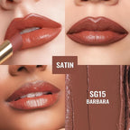 Oulac Color Rich Satin Lipstick - Medium Brown Full Coverage Lip Color, Creamy Silky-Smooth, Moisturizing, Satin Matte Finish, Infused With Shea Butter, Vegan & Clean Beauty, 4g, SG15 Barbara