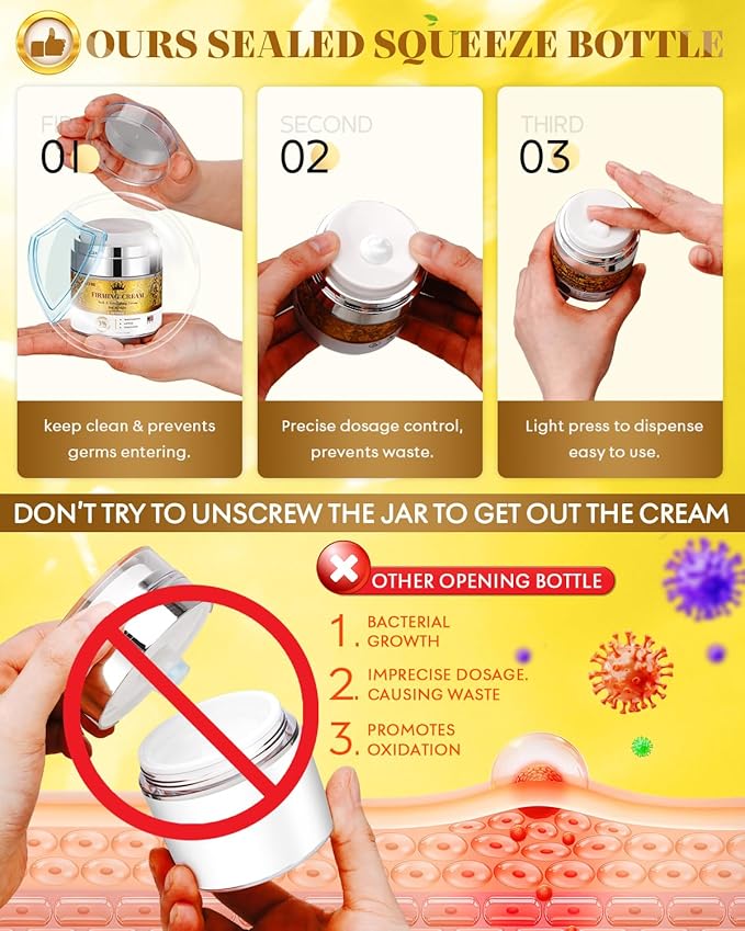 3% Retinol Cream Face Moisturizer, Anti Aging Neck Firming Cream with Collagen, Day & Night Face Cream with Hyaluronic Acid, Lifting & Tightening Wrinkle for Women & Men (1.51 Fl Oz (Pack of 1))