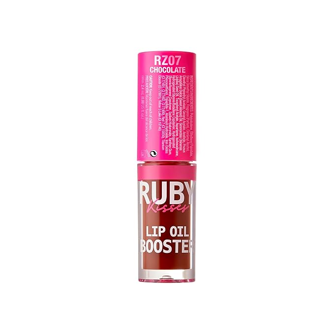 Ruby Kisses Lip Oil Booster, Hydrating Lip Gloss with Nourishing Natural Oil Blend, Jumbo Wand for Easy Application, Non-Sticky Formula (Chocolate)