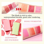 3 Colors Blush Stick,Multi-Use Cream Blush,Waterproofing Highly Pigmented Makeup Stick,Moisturizing Makeup Cream Set with Blender Sponge