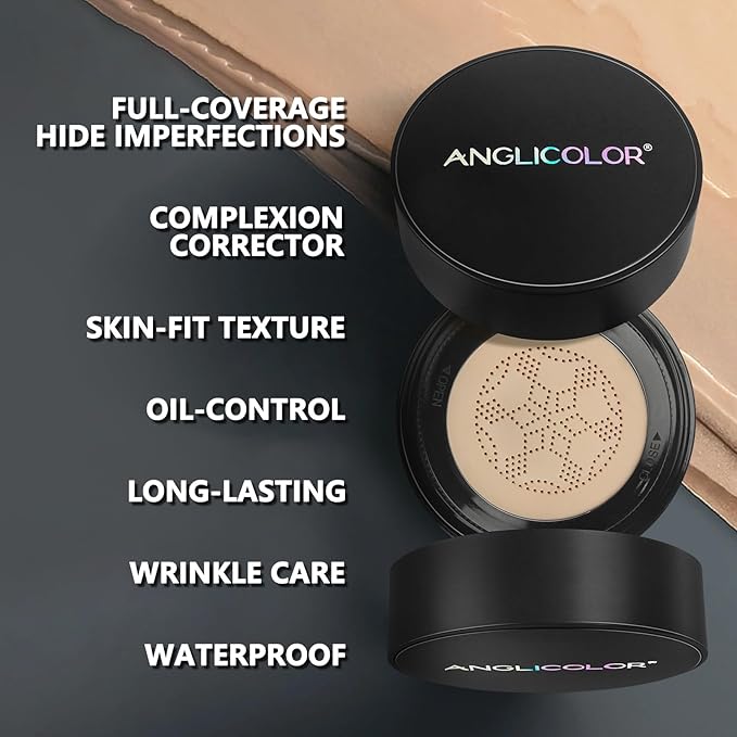 Mushroom Head Air Cushion CC Cream Strong Concealer 2PC,Face Makeup Cushion Foundation Long Lasting,Moisturizing BB Cream Makeup Base Primer Even Skin Tone for All Skin Types (2PC 01, 200g)