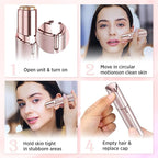 Facial Hair Removal for Women - Painless Facial Hair Remover - Electric Hair Removal Device for Face Lips Peach Fuzz with Light (Rose Gold)