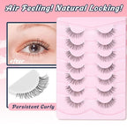 Lashes Natural Look False Eyelashes Wispy 13mm Eye Lashes Pack with Thin Cotton Band C Curl Fake Eyelashes 3D Volume For Daily Siligli Lash 7 Pair