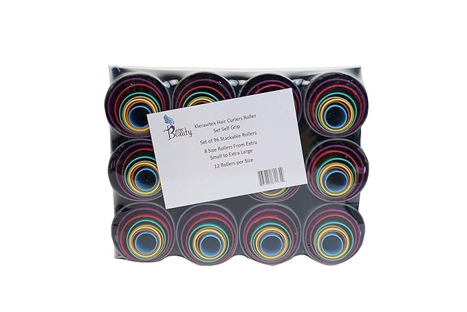 Hair Curler Roller Set/Set of 96 Stackable Rollers / 8 Size Rollers From Extra Small to Extra Large / 12 Rollers per Size - Hairdressing Curlers for Women - Curling Styling Tool