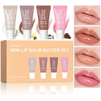 4Pcs Hydrating Lip Gloss Set, Mini Lip Butter Balm Pack, High Shine Glass Finish Lip Moisturizing Plumping Lip Gloss Shiny Jelly Liquid Lipstick for Women