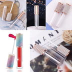 AMORIX 24 Pack Crystal Rhinestone Lip Gloss Tubes with Wand 5ml Empty Lip Gloss Containers Lipgloss Bottles with Stoppers 2pcs Syringes + Labels for DIY Lip Gloss Balm