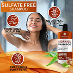 Argan Oil Shampoo - Sulfate Free with No Parabens - Moroccan Botanicals for Women and Men - Professional Moisturizing, Anti Frizz, Hydrating Solution for Dry, Wavy, Curly and Color Treated Hair