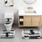 4PCS Sexy African American Women Shower Curtain Sets with Rugs, Waterproof Fabric Black White Shower Curtain, Hello Gorgeous Positive Quotes Black Girl Afro Black Woman Fashion Bathroom Decor