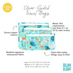 Bumkins Travel Bag, Toiletry, TSA Approved Pouch, Zip Bag, Quart Size Airline Compliant, Clear-Sided, Baby, Diaper Bag Organization, Makeup, Accessories, Packing, Set of 3 Sizes, Ocean Life Blue
