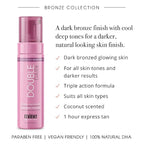 MineTan Double Dark Self Tanner Mousse - Clean Sunless Tanner For An Iconic Beach Bronze & Glowing Skin Finish, Body and Face Tanner, No Fake Tan Smell, Coconut Scented Self Tan, 200ml