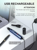 AHHFEI Nose & Ear Hair Trimmer, 5 in 1 Rechargeable USB Trimmer for Men & Women, Painless & Easy Cleansing, Blue