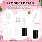Jinei 150 Pcs Clear Empty Lip Balm Bottles 1.2ml Mini Lip Gloss Tubes, Refillable Containers Transparent Plastic Clear Lipstick Tubes for Girl Women DIY Makeup Sample Travel(Black)